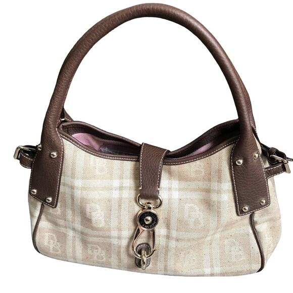 Dooney & Bourke Brown Leather Plaid Shoulder Bag - Picture 3 of 11
